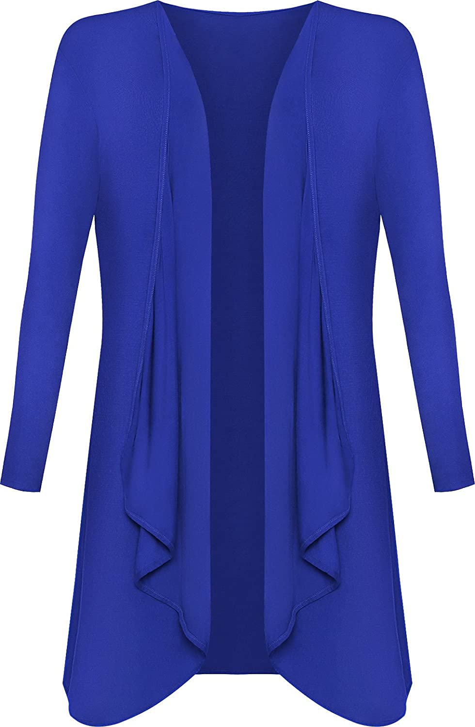 Wearall Women's Blue Plus Size Long Sleeve Plain Cardigan Open Waterfall Top 22/24