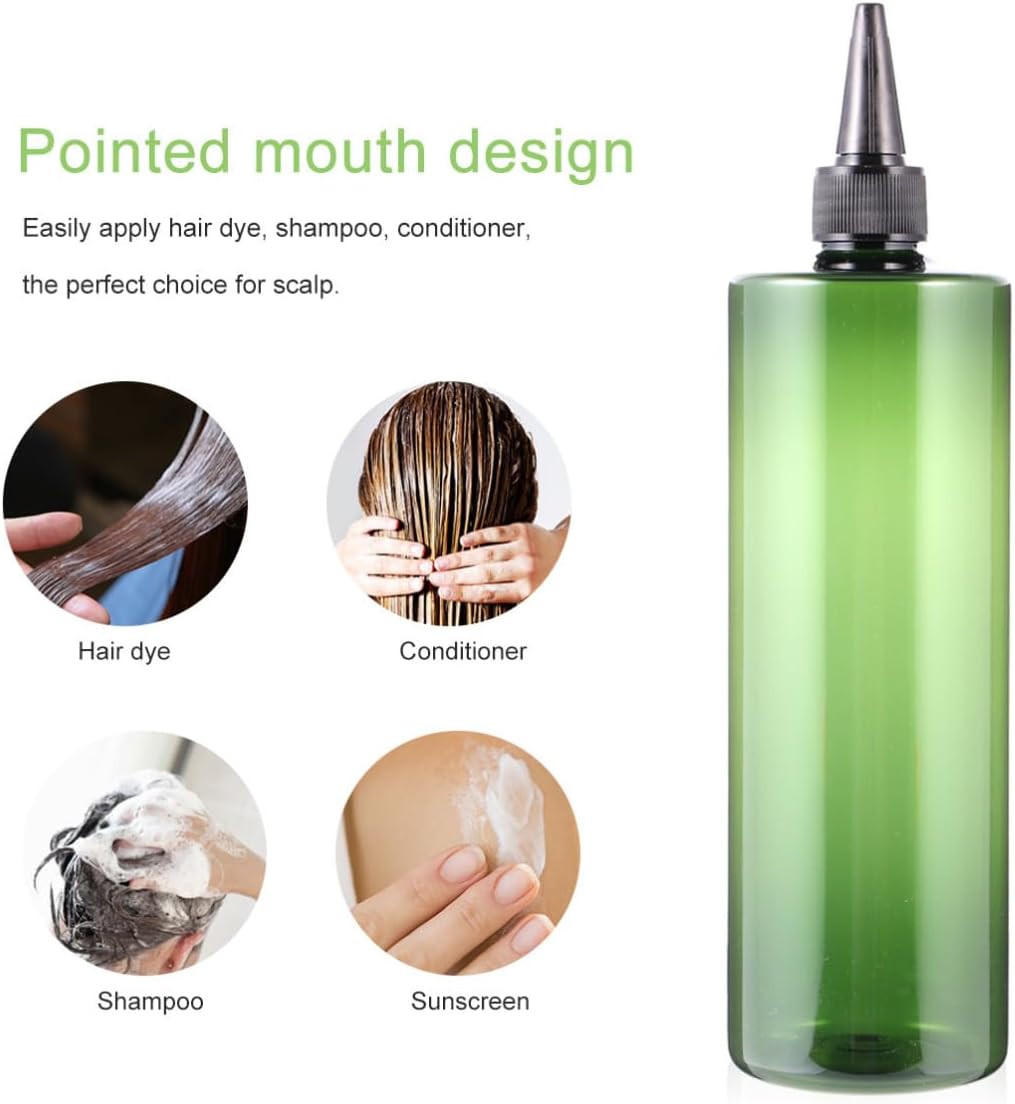 500ml Hair Dye Bottle Refillable Applicator PET Pointed Mouth 4pcs