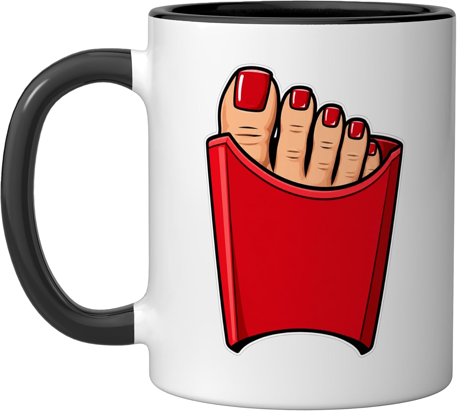 takeaway nails Ceramic Mug, Black/White, 11oz