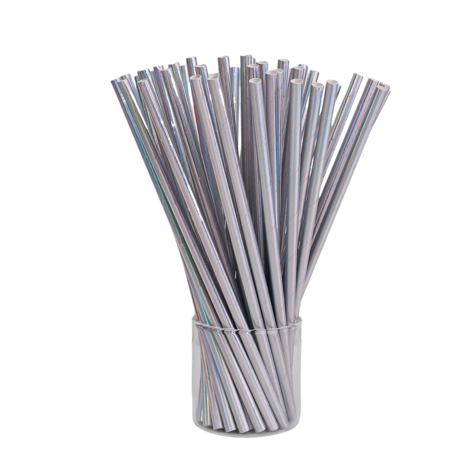 las pajitas de papel, Pajitas de papel for beber 300 piezas multicolores disponibles for bebidas(Gradient Silver)