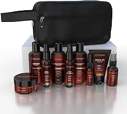 Kit Barba Completo Necessaire Shampoo Condicionador Balm Óleo Hidratante Tônico Crescimento Masculino (Floresta + Necessaire Preto)