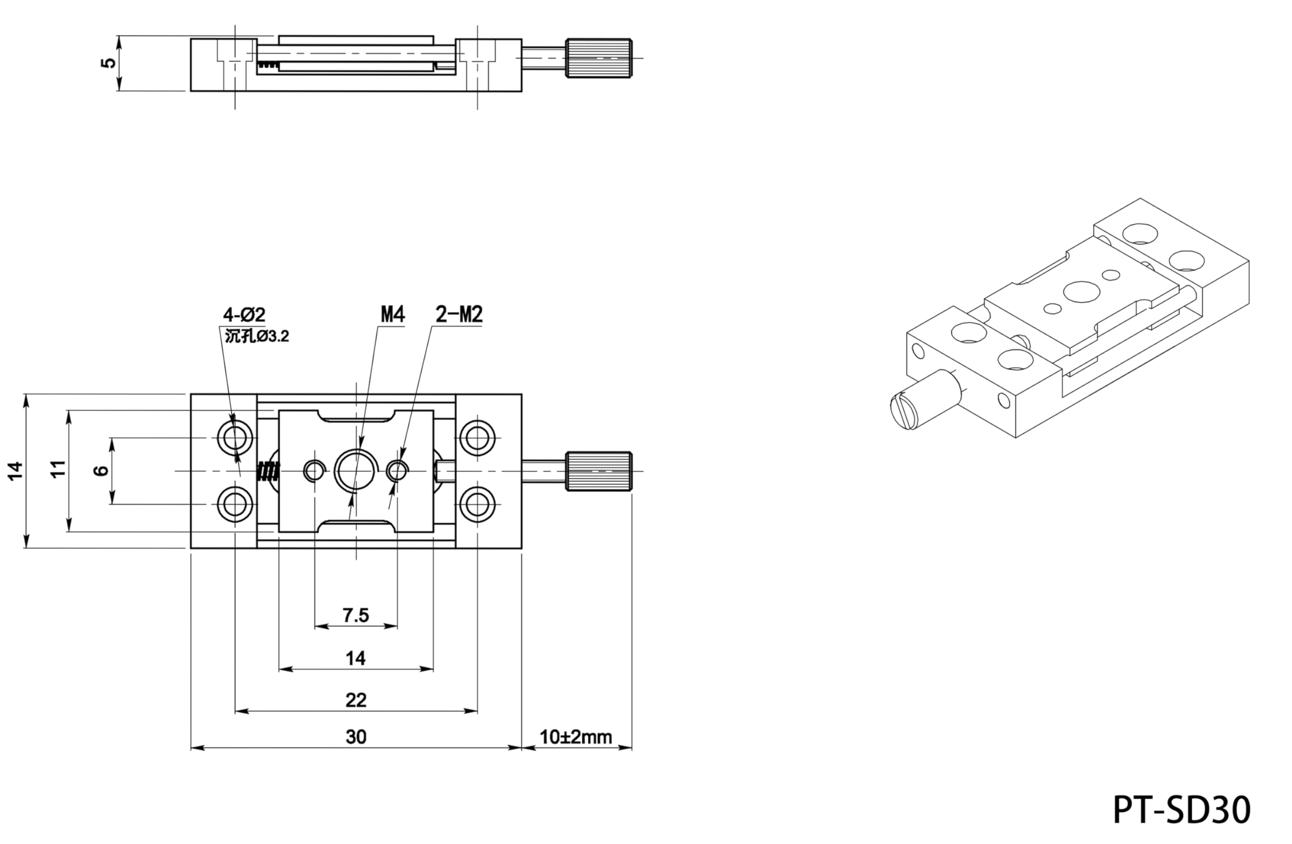Manual Translation Table X-axis Displacement Table Mini-Displacement Table PT-SD30 (PT-SD30)
