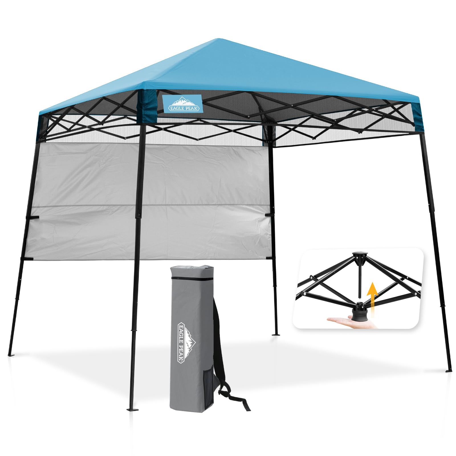 Tente pliante 2,4 x 2,4 m avec auvent de camping compact et pieds inclinés