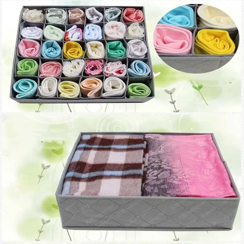 Foldable Underwear Drawer Organizers Storage Dividers Closet Organizer Box 30 Grids for Clothes Bras Scarves Ties Socks