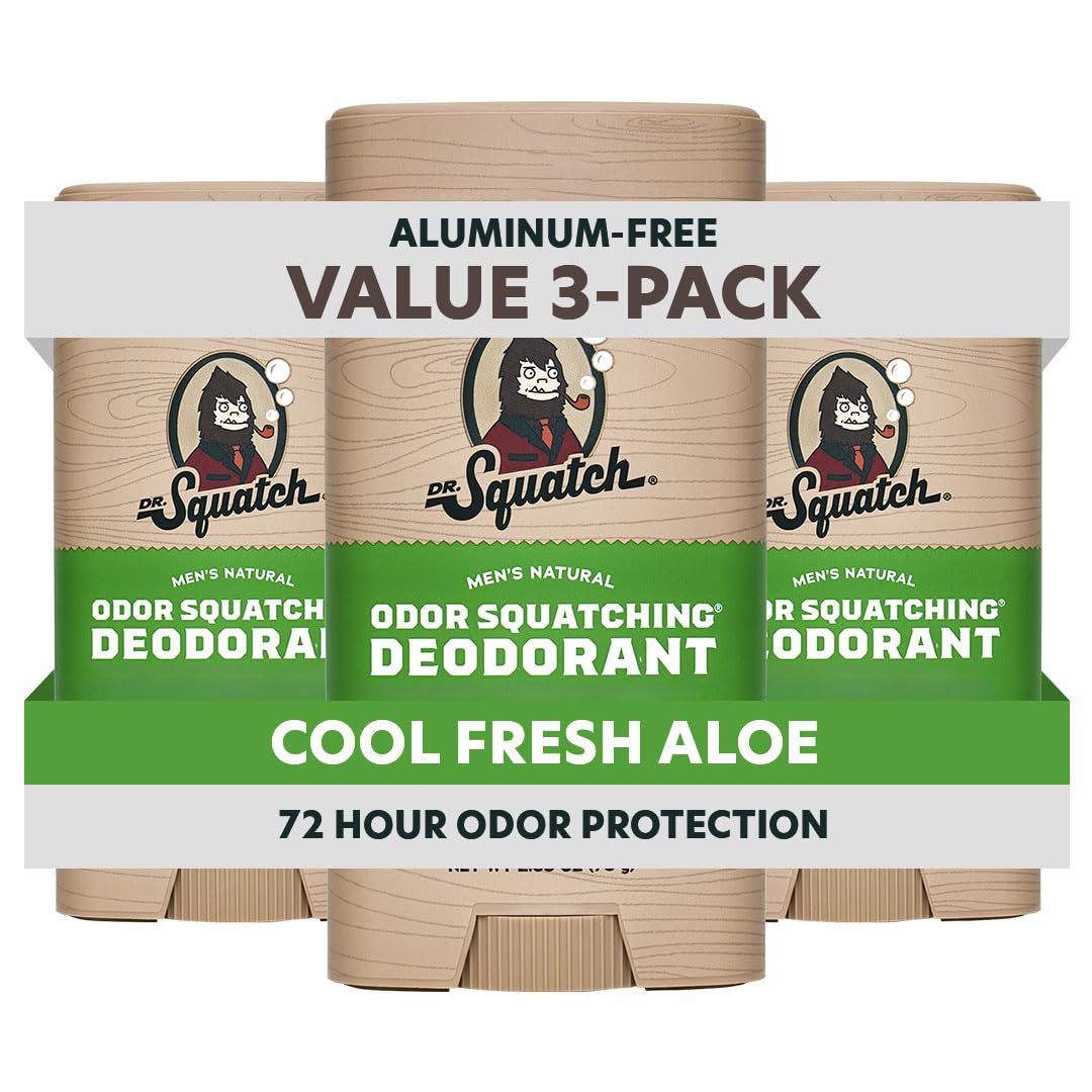 Natural Deodorant for Men 3 Pack Cool Fresh Aloe – Odor-Squatching Men's Deodorant Aluminum Free (2.65 oz, 3 Pack)