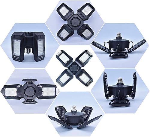 Miniatura 10 de Luces LED de garaje de 50 W - 5000 lúmenes, 6500 K, luz diurna, iluminación LED de techo de garaje de tres hojas, paquete de 2