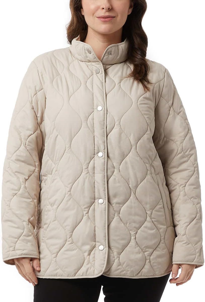 32 DEGREES Women's Quilted Jacket (US, Alpha, Medium, Regular, Regular, Coconut Beige)