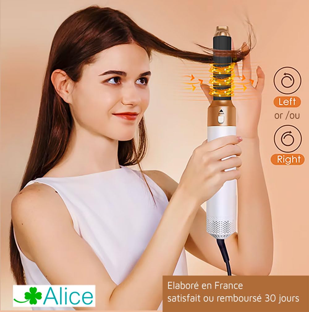 Multifunktionaler Haartrockner, 5-in-1, 3 Temperaturen, zum Trocknen, Glätten, Locken und Erstellen von Volumen, Schutz des Haares, Ionen-Bläser, Glätteisen und Lockenwickler, gewellter Effekt und
