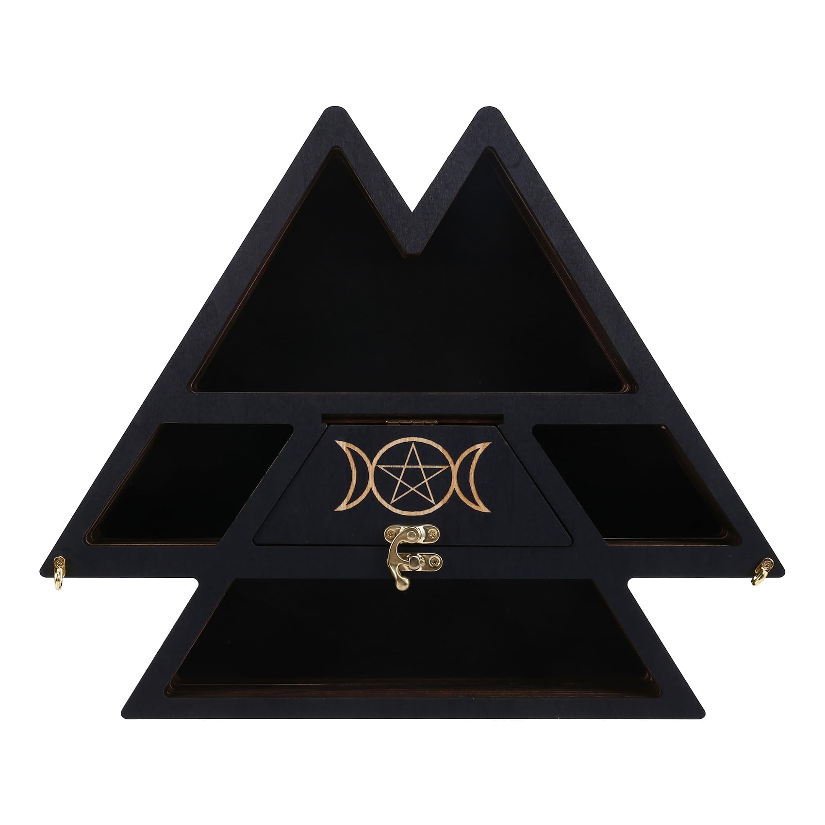 CTRLZS Wooden Pyramid Wall Shelf Crystal Display Rack Floating Shelf for Living Room Decoration