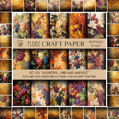 Papier de scrapbooking vintage double face à motifs de vigne 30 pages