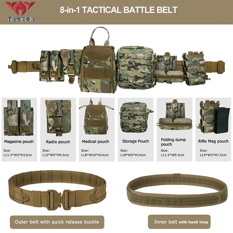 Amazon.com: YAKEDA Tactical Battle Belts 8-in-1 Molle Hunting Belt