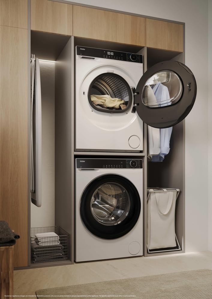 Haier X Serie 5 Asciugatrice 8 Kg a Pompa di Calore, Libera Installazione, Classe D, I-Refresh, Hygienic Care, Smart AI Drying, Filtro 3in1, Wi-Fi e App hOn, 84.5x59.5x59.3 cm, Bianca – HD80-D357U1-IT