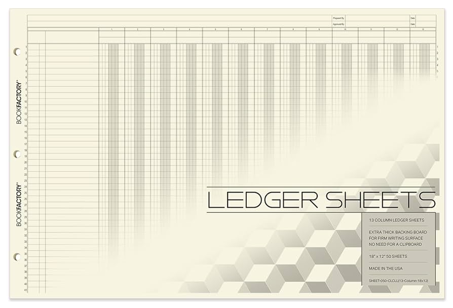 Amazon.com : BookFactory Ledger Sheets/Large 13 Column Accounting Ledger Columnar (Thirteen Columns) Loose Leaf Paper- 18'' x 12'', 50 Pages, Loose Leaf, 3 Hole Punched (SHEET-050-CLCLL(13-Column-18x12)-AX) : Office Products amazon-com-bookfactory-ledger-sheets-large-13-column-accounting-ledger-columnar-thirteen-columns-loose-leaf-paper-18-x-12-50-pages-loose-leaf-3-hole-punched-sheet-050-clcll-13-column-18x12-ax-office-products