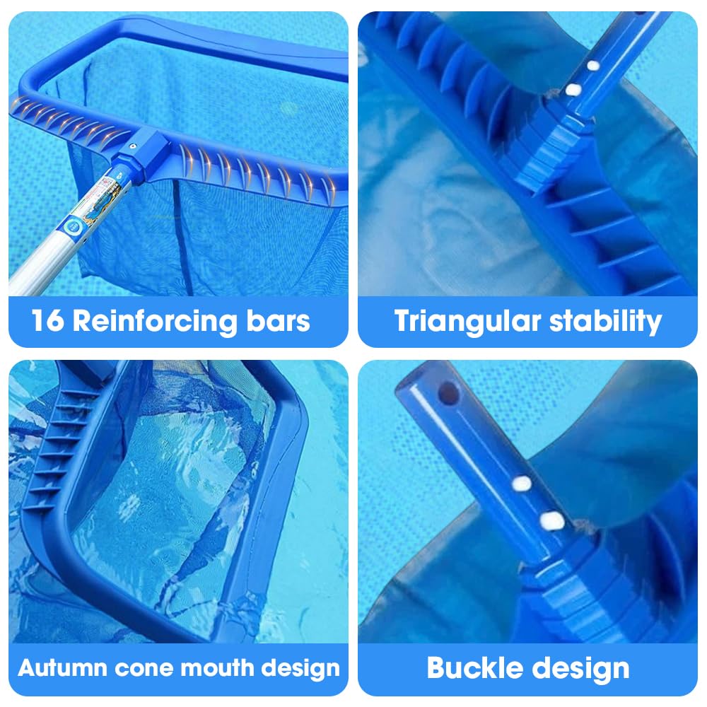 Retino per Piscina, Retino Superficie per Piscina, Pool Skimmer Net, Pool Leaf Skimmer Net, Plastic Framed Fine Mesh Net, per Tutte Le aste telescopiche, Blu