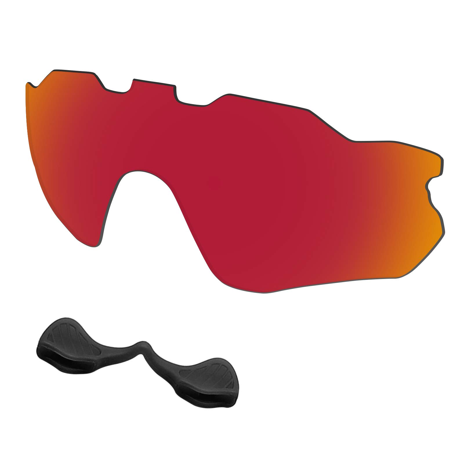 Predrox Red Mirror Radar Pace Lenses & Nose Pieces Replacement for Oakley Sunglass OO9333 Polarized