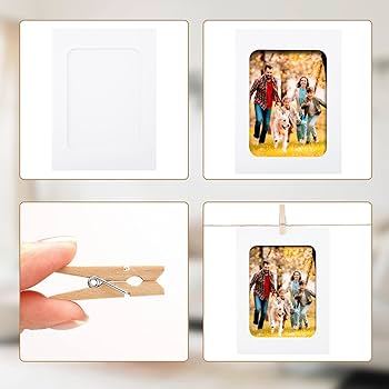40 Stuks Fotogirlande 11,4x15,5cm Fotolijn met Klemmen, 6 Inch Witte