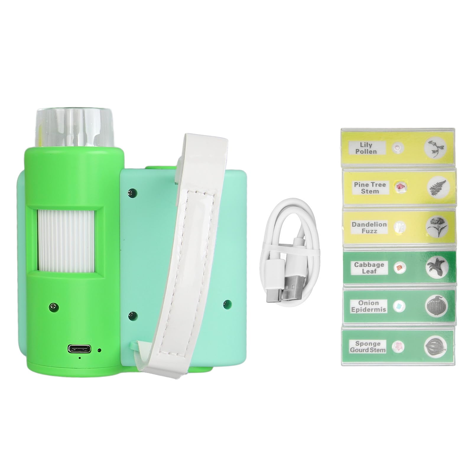 Microscopio Portatile, Microscopio Fotocamera con Ingrandimento 1000X, Porta USB, Video Fotografico 1080P con Portaoggetti per Compleanno (Verde)