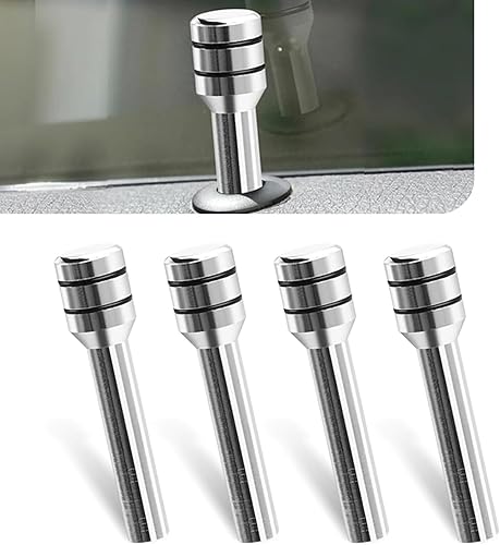 4 pomos para cerradura de puerta de automóvil, 0.47 x 1.93 pulgadas, aleación de aluminio, pasadores de bloqueo de puerta interior, decoración de