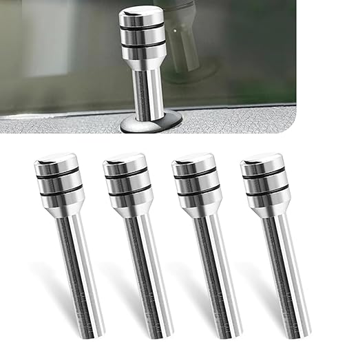 Slykew 4 PCS Car Door Lock Knobs, 0.47" x 1.93" Aluminum Alloy Inner Door Lock Pull Pins, Automotive Inner Door Pull Pins Decor, Suitable for Most Cars SUVs Accessory (Silver)