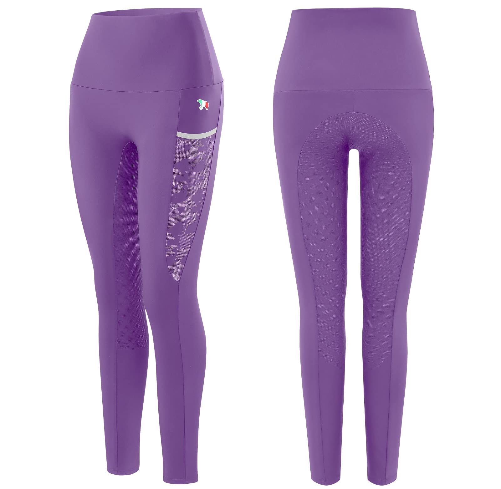 MakyeAme Women's Horse Riding Pants Full Seat Silicone Grip Riding Training Tights Equestrian Breeches with Size Pockets