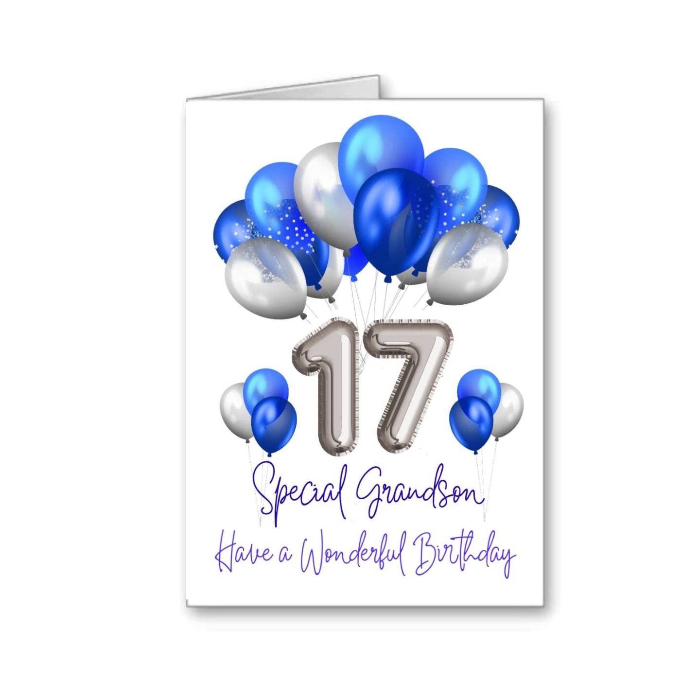 Hunts England Biglietto Auguri 17° Compleanno Nipote | 148x148 Mm, Collezione Balloon, Con Busta Marrone