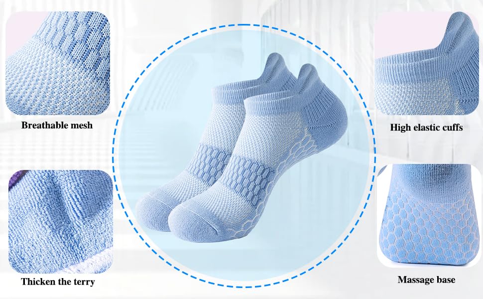 Image of Ankle Running Socks For Women, Athletic Wicking Thick Cushioned Low Cut With Tab Casual Sports Socks