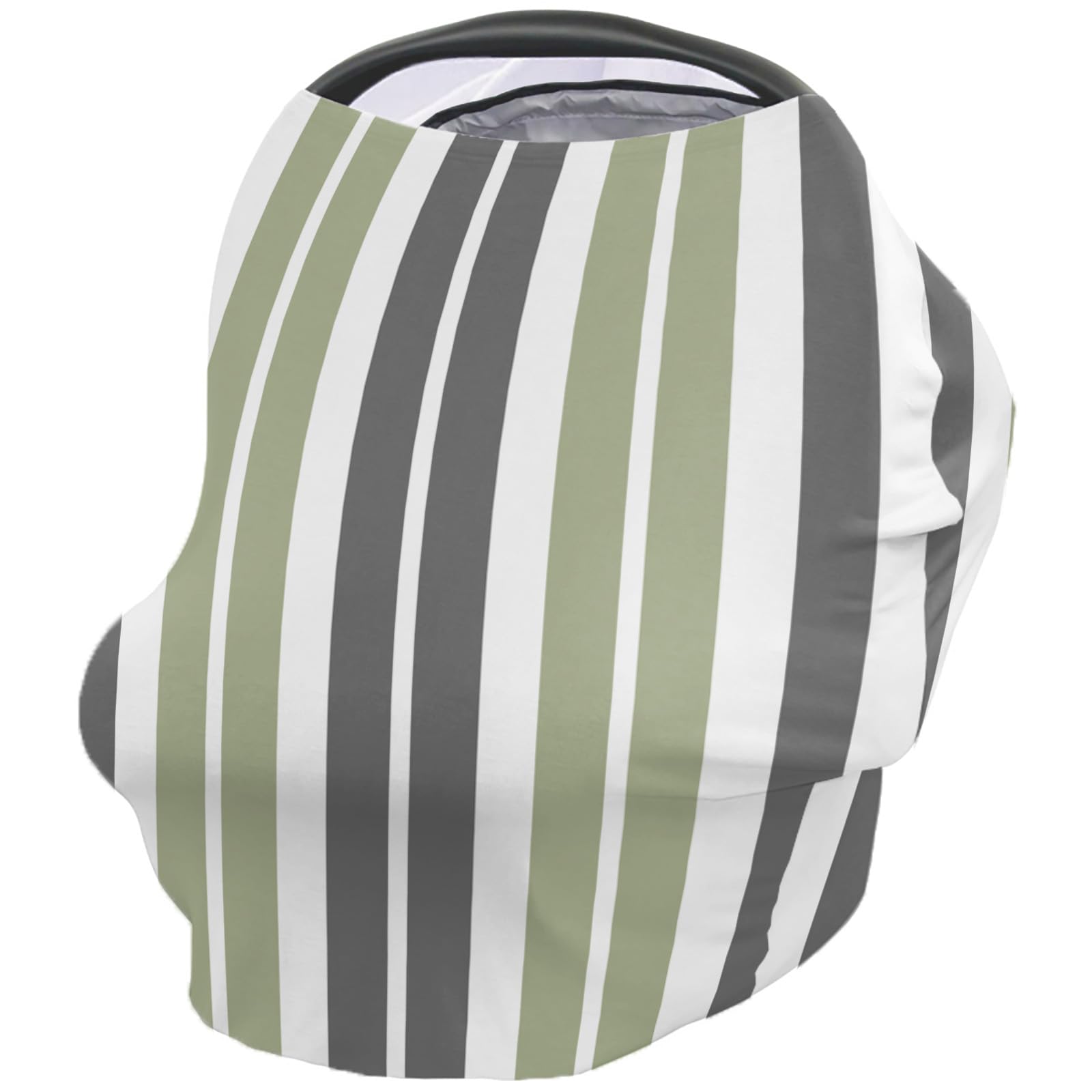 Nursing Cover for Breastfeeding Scarf, Gray Green Stripes Baby Car Covers Super Soft Multi Use for Canopy Shopping Cart Cover Blanket Stroller Cover