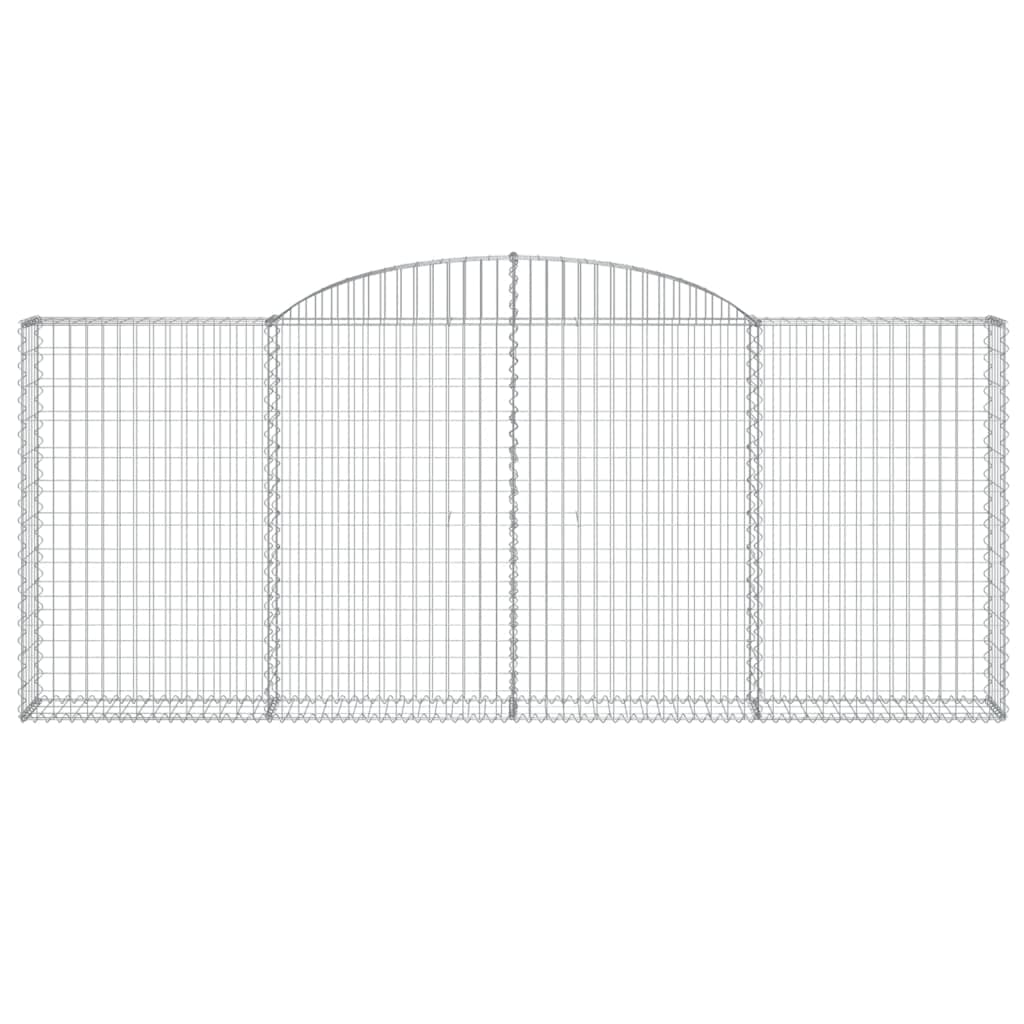 Gaviones con arco alto, 4 unidades, 300 x 30 x 120/140 cm, de hierro galvanizado para barreras de jardín y protección visual, construcción estable duradera y resistente a la corrosión
