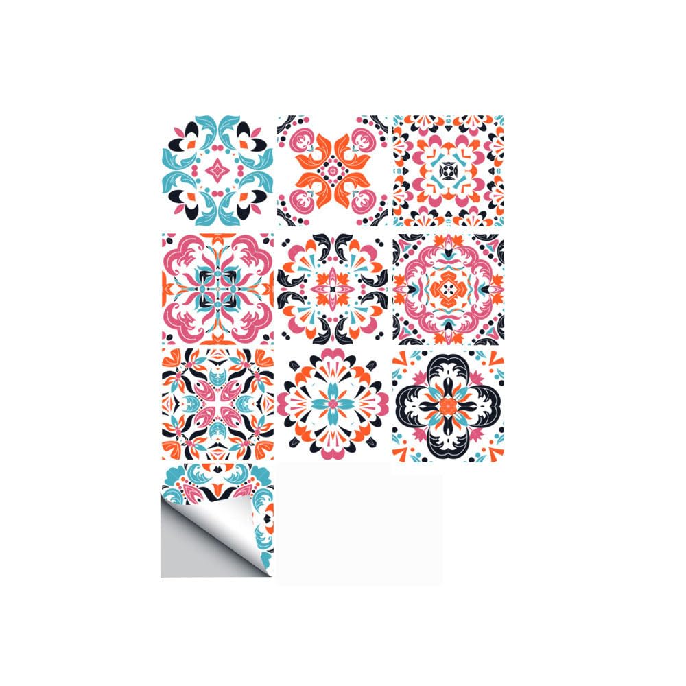 LMYSXAOZ Tile Stickers Stick on Tiles, Self Adhesive Wall Tiles for Bathroom Kitchen, Oil Proof DIY Peel and Floor Retro Flower Brick 20x20cm (20PCS,Pink)