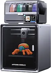 ANYCUBIC Impressora 3D Kobra S1 Combo, Multicolorida, Alta Velocidade Máxima De 600 Mm/S, Precisão, Estrutura Estável Xy Do Núcleo, Impressão Ultrassilenciosa, Aplicativo Anycubic, Com Um Clique 250