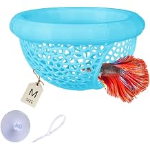 Floating Betta Hammock with Suction Cup, Shrimp Cave, Betta Fish Feeding Rings,3D Printed Aquarium Decor Blue, Medium