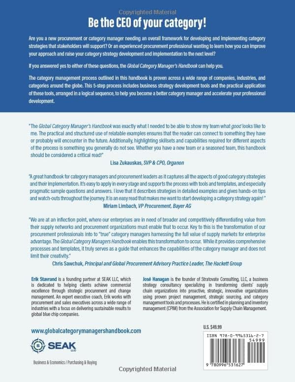 Global Category Manager S Handbook Building A Category Strategy That Delivers Sustainable Value Stavrand Erik Hanagan Jose Amazon Com Books