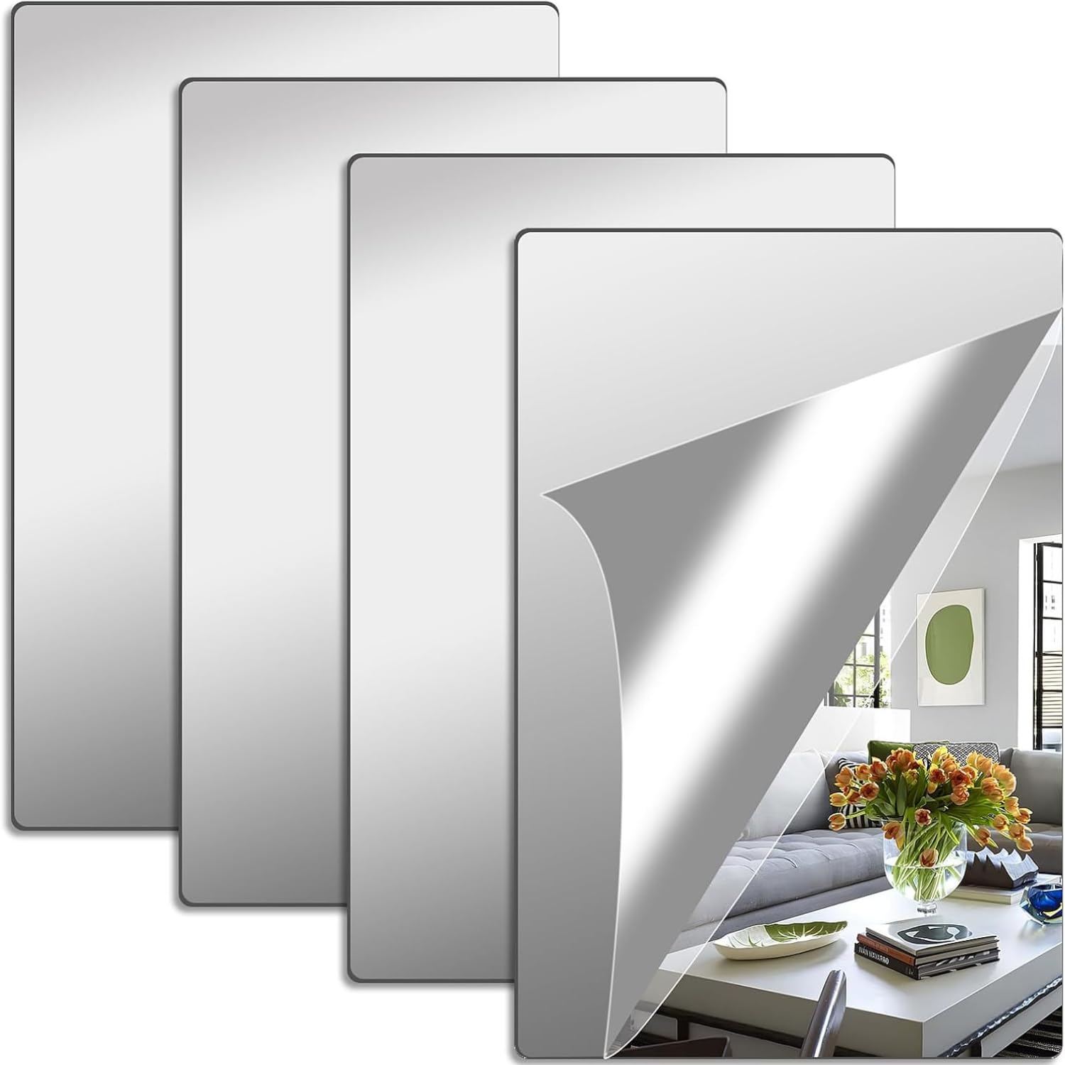 Pack of 2 A4 Size Acrylic Mirror Sheet Self Adhesive | Flexible Silver Mirror Wall Sticker | Decorative Mirror Sticker Sheet for Home & Wall Décor (30 x 21 cm Each)-image-20