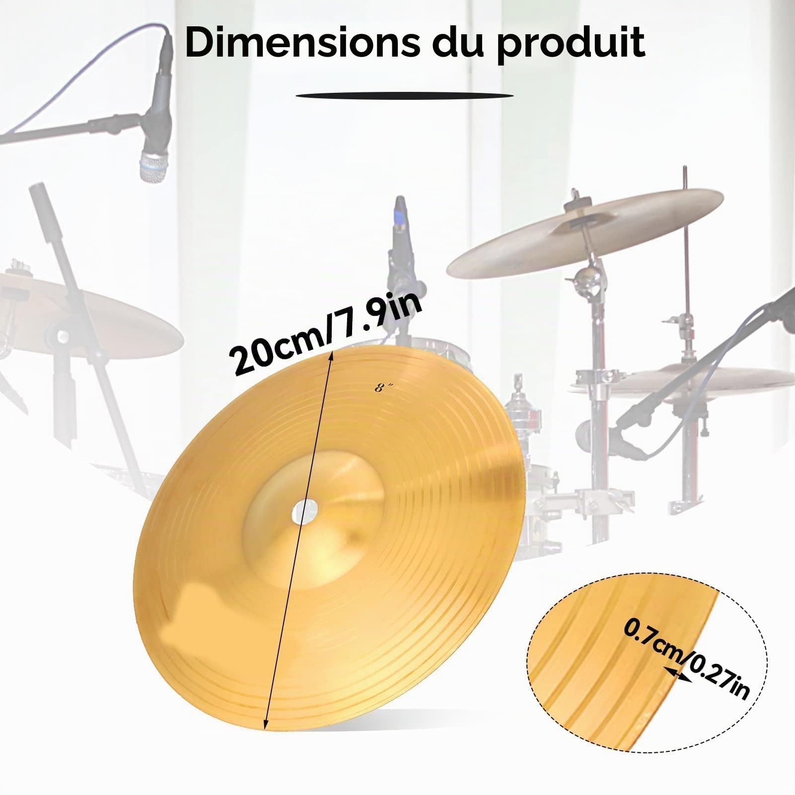 Cymbale Splash 8 pouces, cymbale Rock Crash 20 x 20 x 0,7 cm/7,9 x 7,9 x 0,27 pouces cymbale de batterie en alliage de laiton accessoires de percussion Crash pour instrument de musique