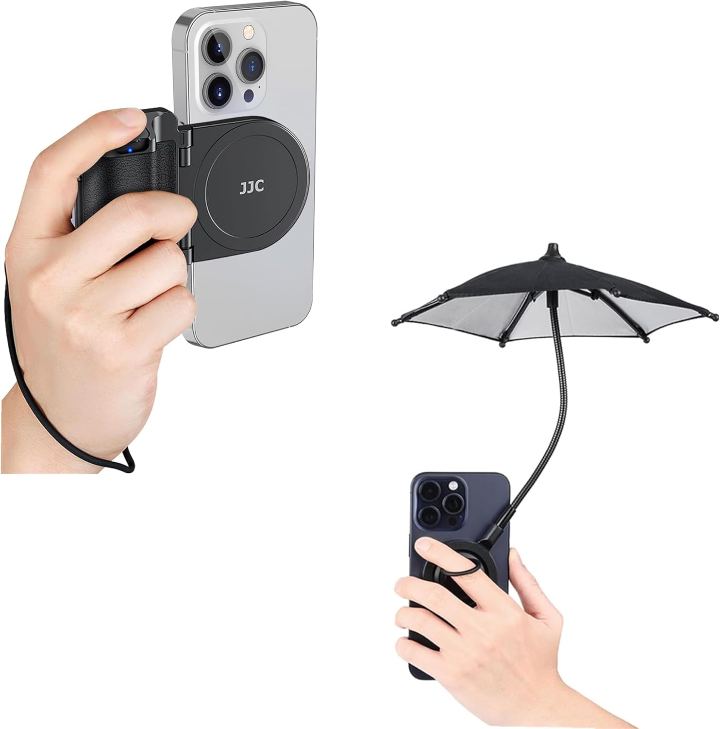 Magnetic Phone Holder+Magnetic Phone Umbrella for Sun: Phone Hand Grip with Outdoor Phone Sun Shade