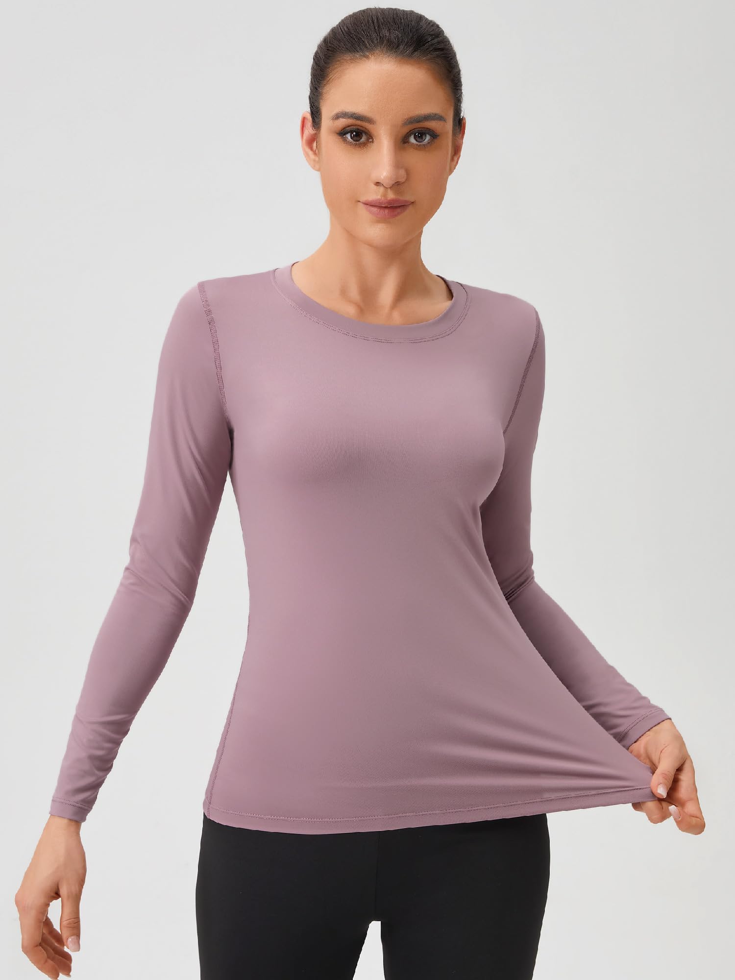 Women's 1 Pack Dry Fit Athletic Compression Base Layer Long Sleeve,Pink,Small