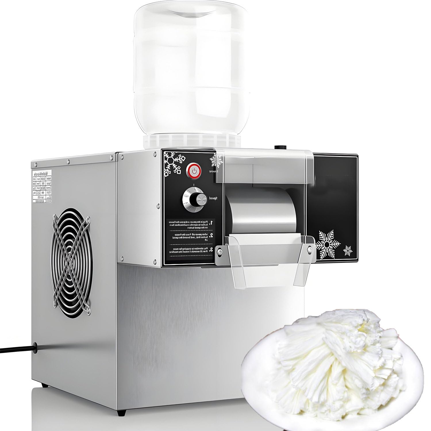 CelyToe Dual Barrel Ice Crusher Machine, Commercial Shaved Ice Machine & Snowflake Ice Maker, 60/120kg/Day High Capacity, Speed Adjustable for Milktea Shops & Dessert Stores 220V-60