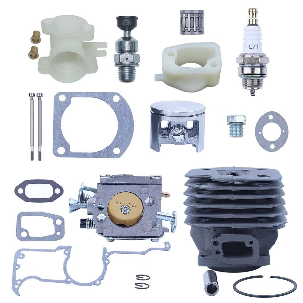 Kit de révision de cylindre à gros alésage et carburateur de 52 mm avec joints de piston compatible avec les tronçonneuses 266xp 266 266se pour une puissance de sortie améliorée et une restauration