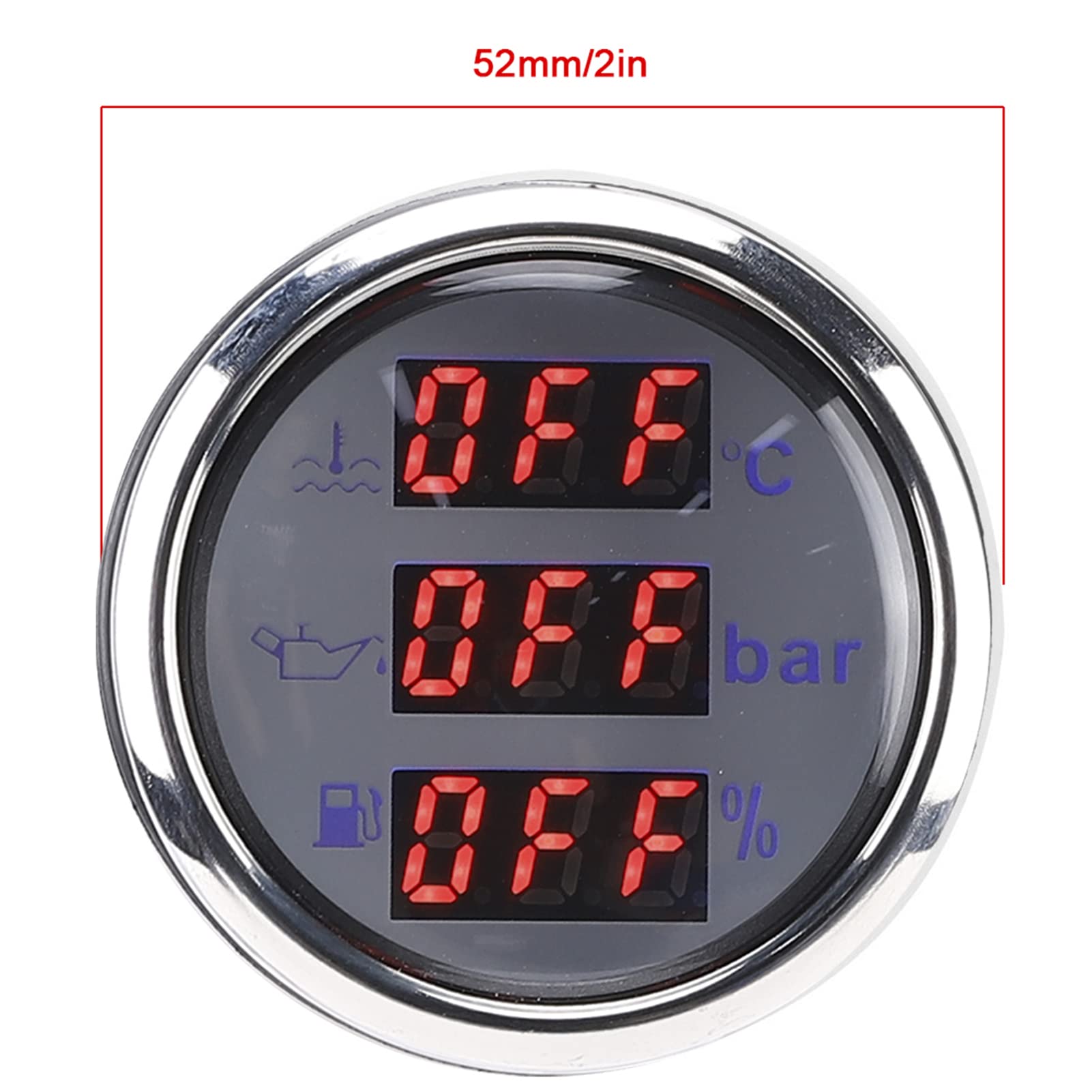 Medidor de temperatura del agua de refrigeración y presión de aceite 2 en 1, medidor de nivel de multifunción con alarma, resistente al agua IP67 para automóvil y bote, (Marcar blanca)