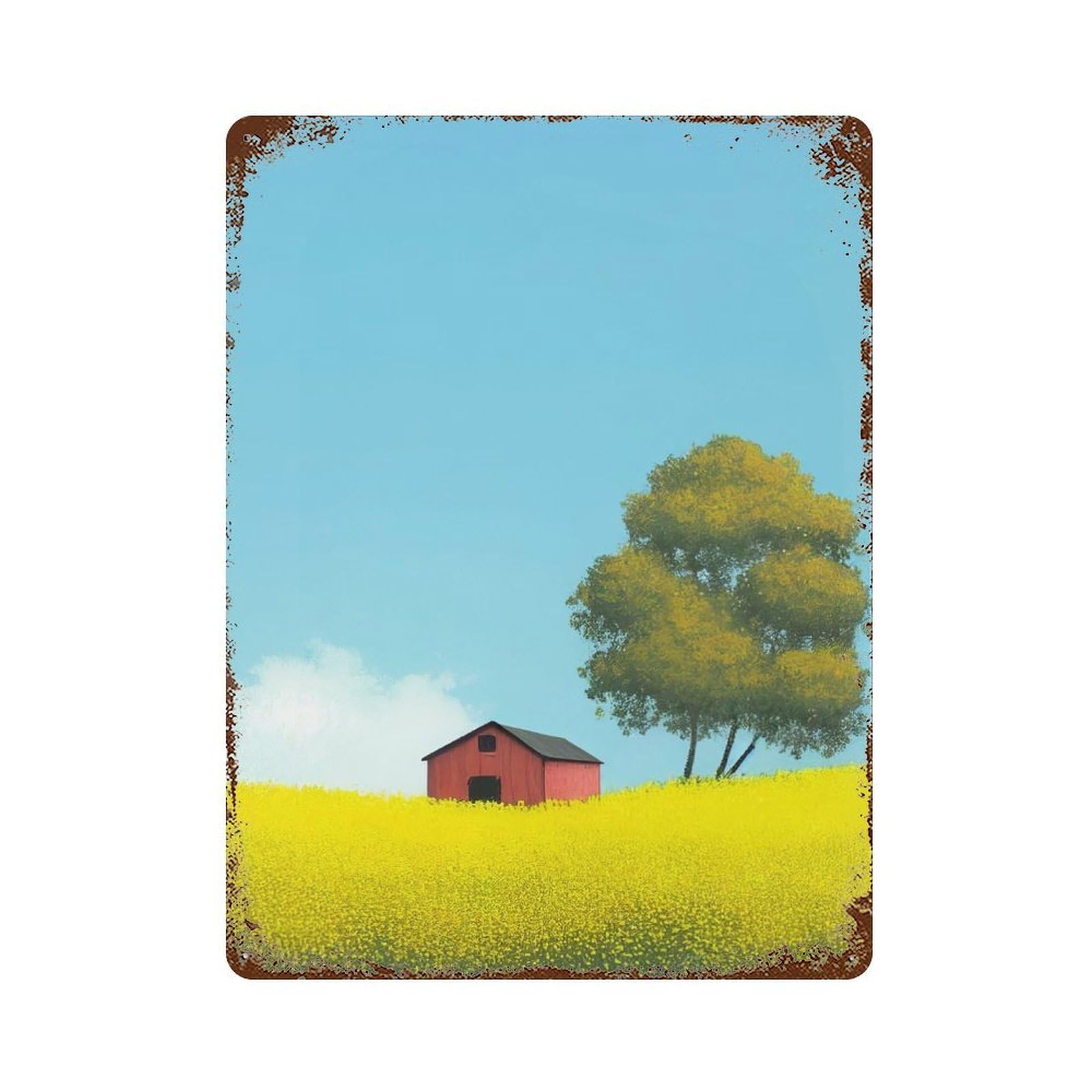 Rust Effect Yellow Flower Field Vintage Rust Metal Sign 15.7"x11.8", Rustic Home Decor for Farmhouse, Kitchen And Entryway Decor