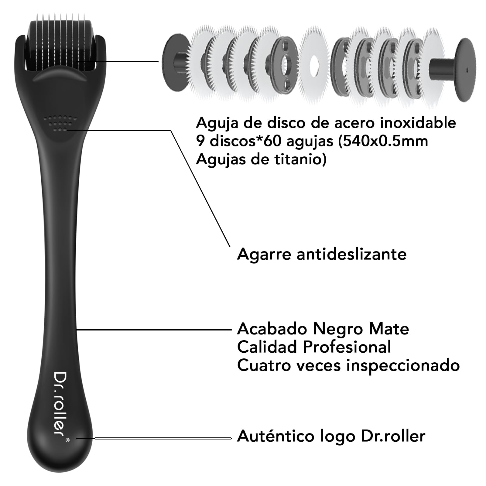 Dr.roller Derma Roller Cabello 0.5mm, Derma Roller para el Crecimiento Antiedad de la Barba y el Cabello, Microneedling para el cuero cabelludo facial — view 2