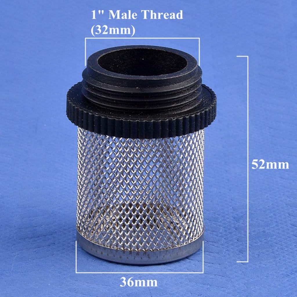 1 filtro in acciaio inox 304 per acquario e pompa di irrigazione da giardino, attacco filettato maschio da 1/2 "-2" (5 pezzi da 1 pollice)