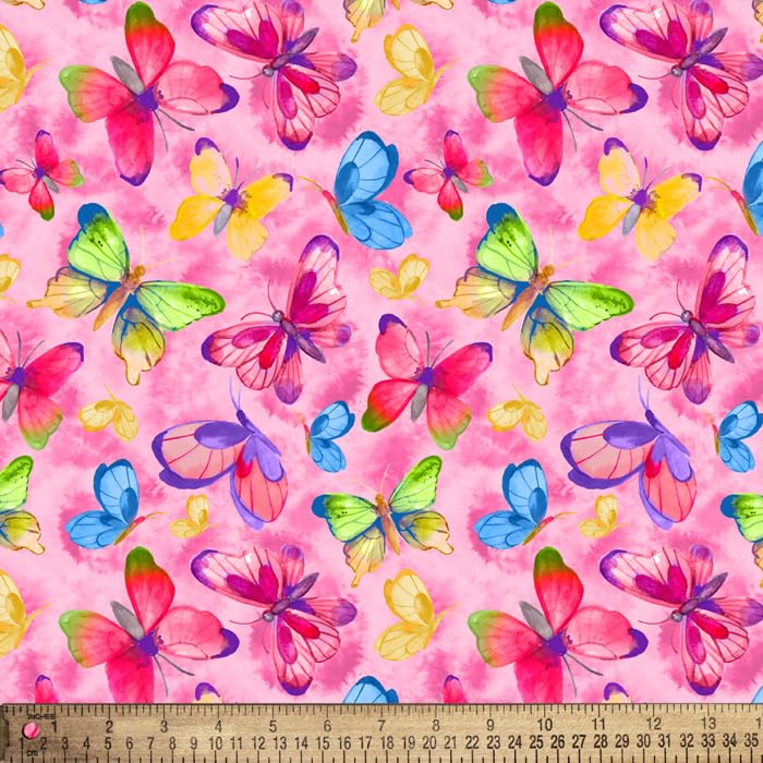 Butterflies Pretty and Colorful Cotton Fabric by The Yard