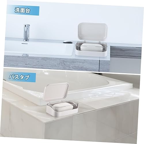 Miniatura 5 de Bandeja de jabón de viaje, jabonera de plástico de 2 capas con escurridor desmontable y tapa, soporte portátil para jabón para baño, campamento, al