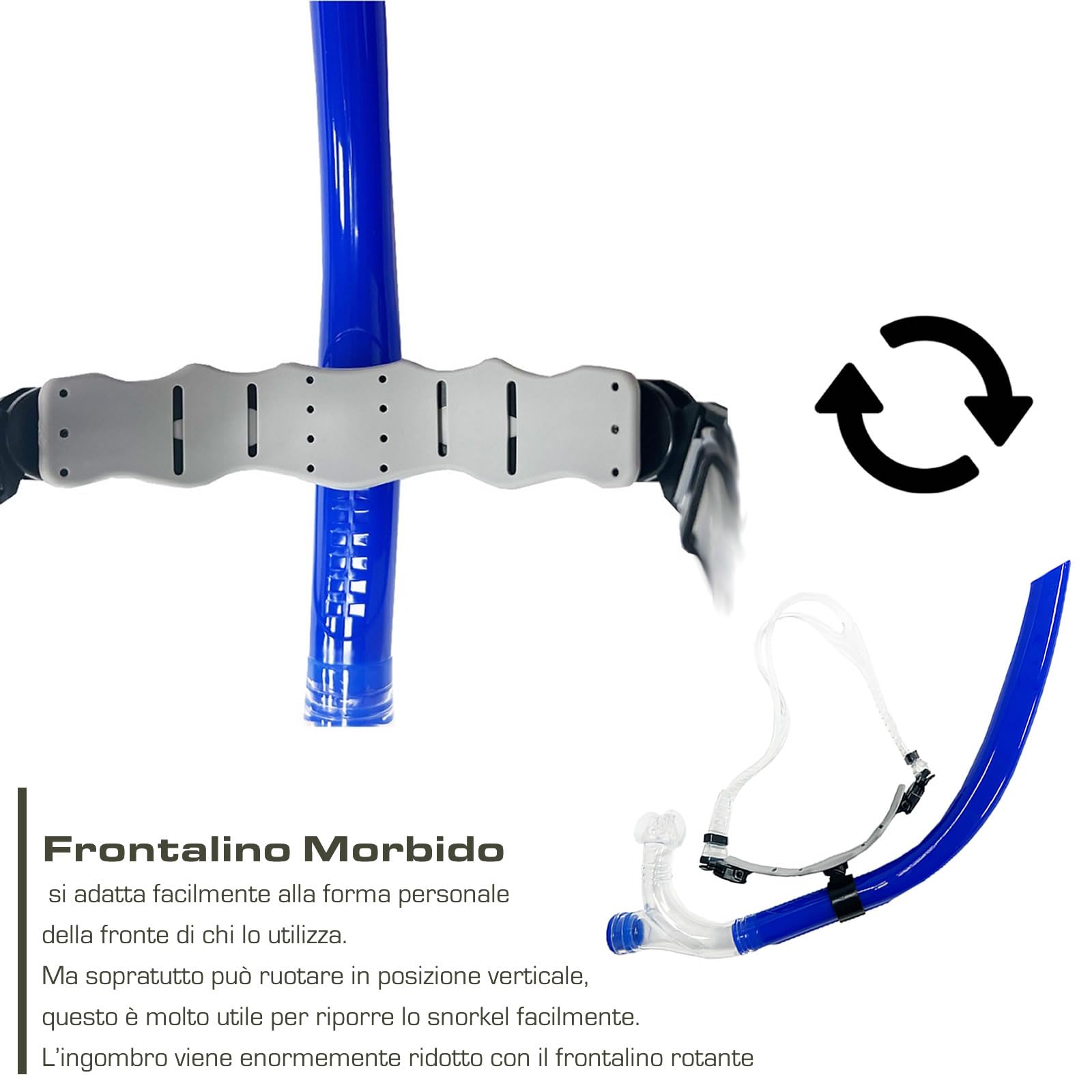 Boccaglio Frontale Nuoto Professionale | Tubo Respiratore Frontale per Allenamento Tecnico e Resistenza in Piscina | Snorkel Stabile ed Ergonomico per Nuotatori Agonisti e Amatoriali - Adulto