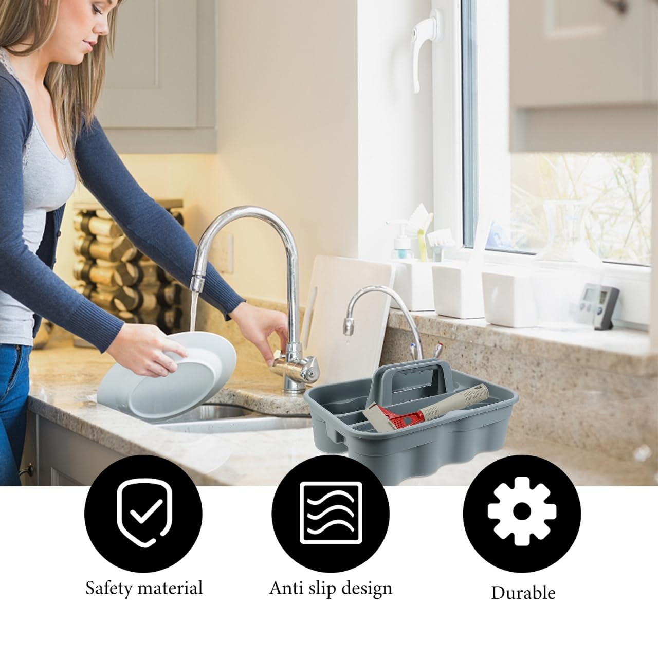 ABOOFAN Cesta Creativo de Plástico Alta de Productos para Limpieza Fiabilidad y Diseño Adecuado para Almacenamiento y Organización Hogar
