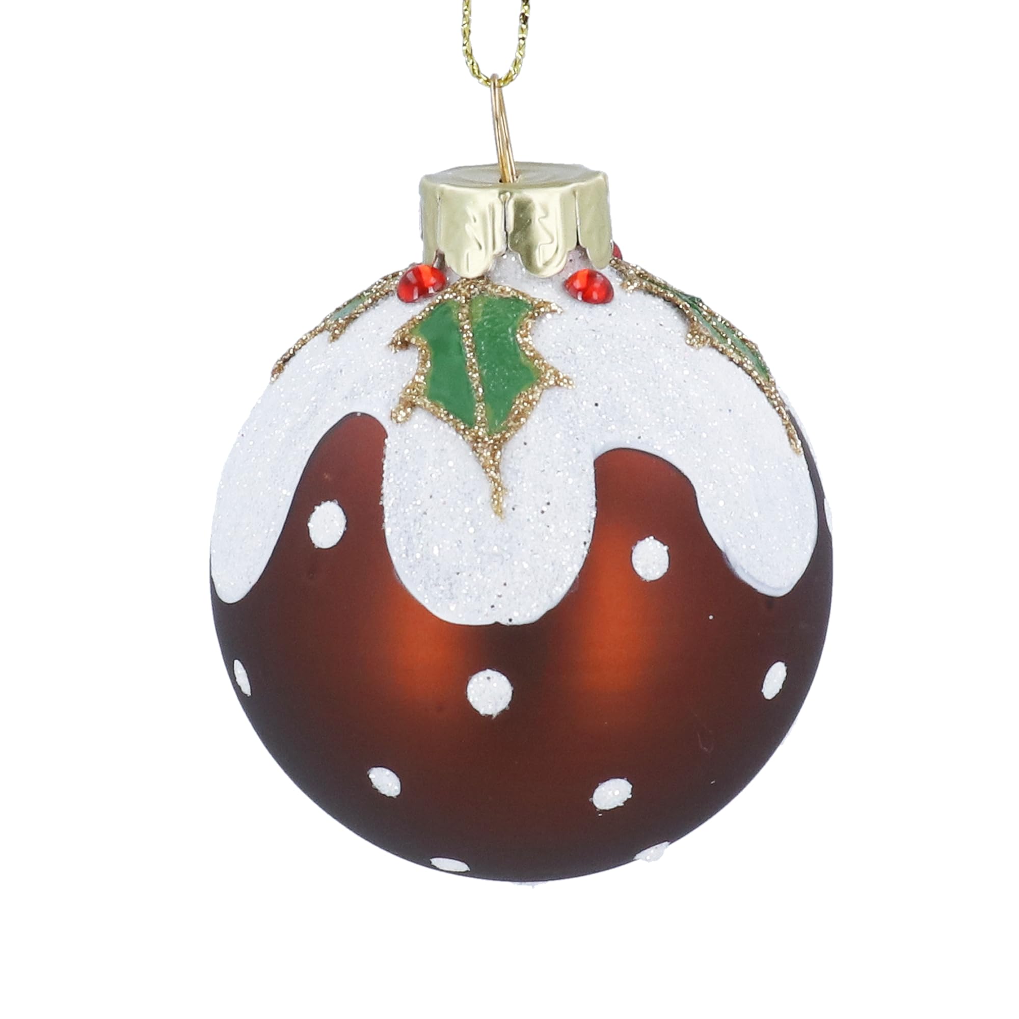 Gisela Graham Glass Christmas Pudding Bauble, 6cm