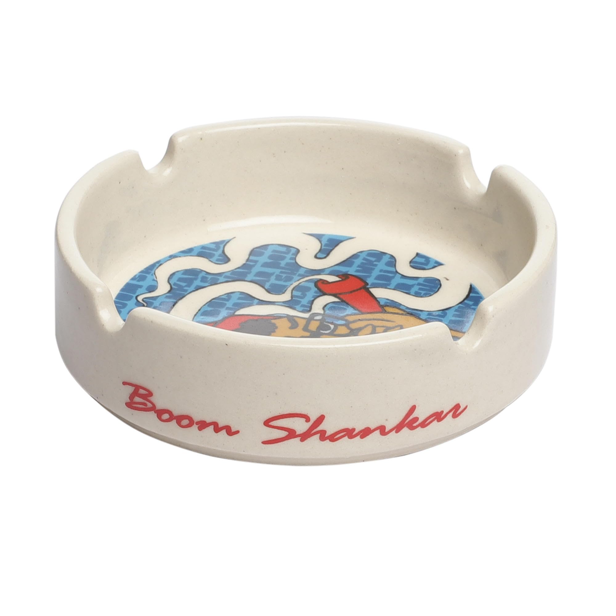 EK DO DHAI Boom Shankar Ashtray | Round in Shape | Classic Style | Ceremic Material | Light Weighted | Perfect for Gift & Occassion 2