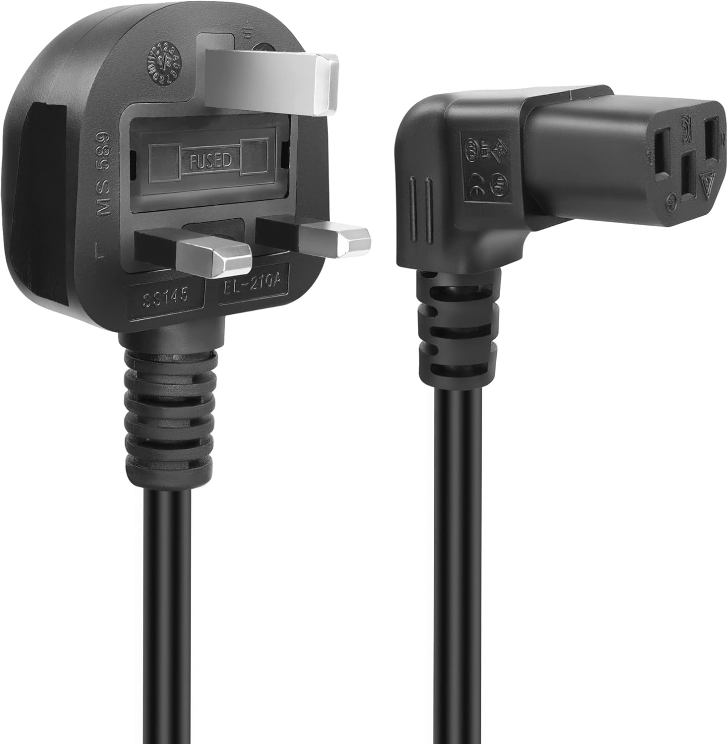 GELRHONR 90 Degree Kettle Lead Power Cable,3 pin Mains to Up Angle IEC