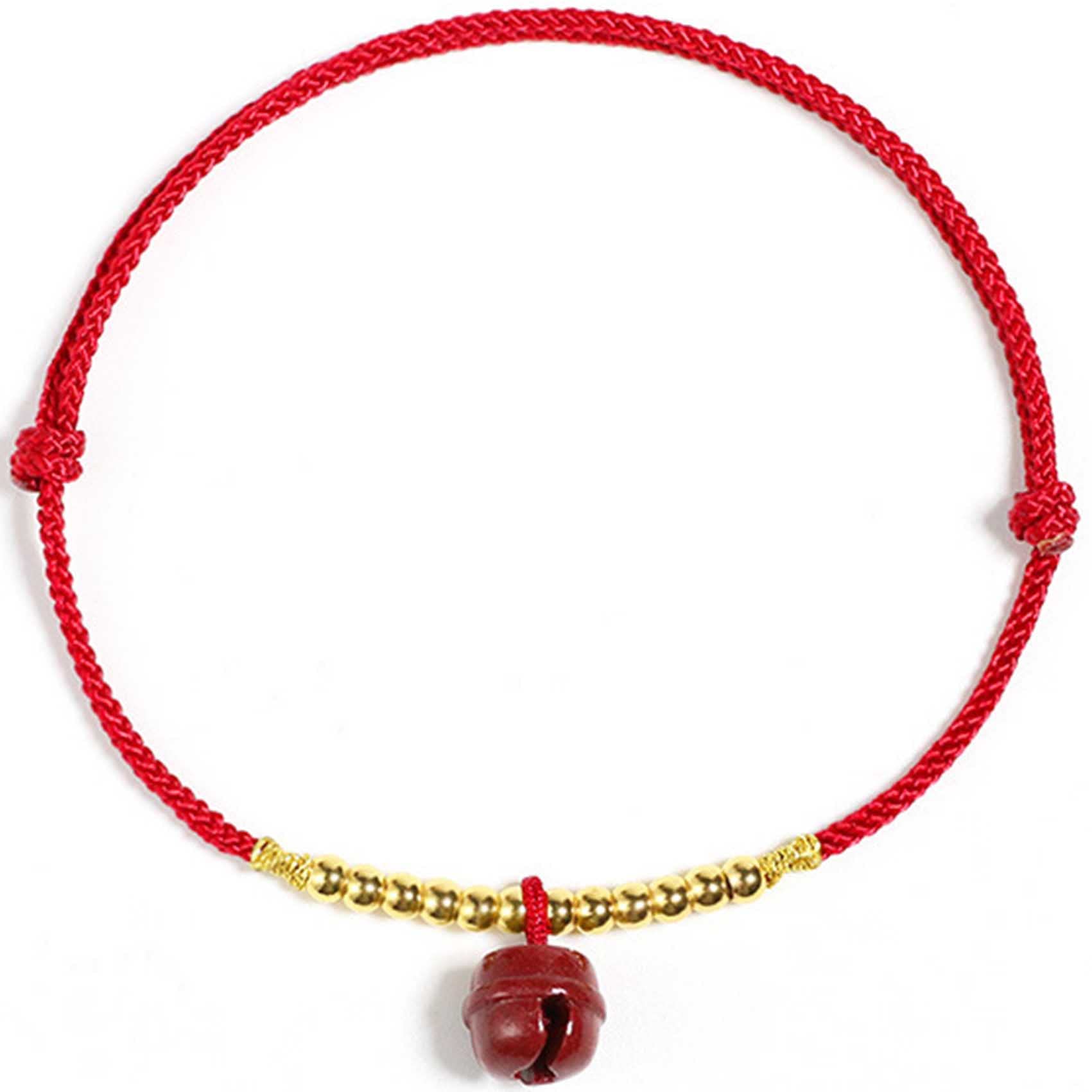 Pulsera Feng, Feng Shui Hilo Rojo Tobillo Cinabrio Campana Colgante Amuleto De La Suerte Cordón Hecho A Mano Pulsera De Pie Joyería De Amuleto De La Fortuna Ajustable Tobillera para Mujer